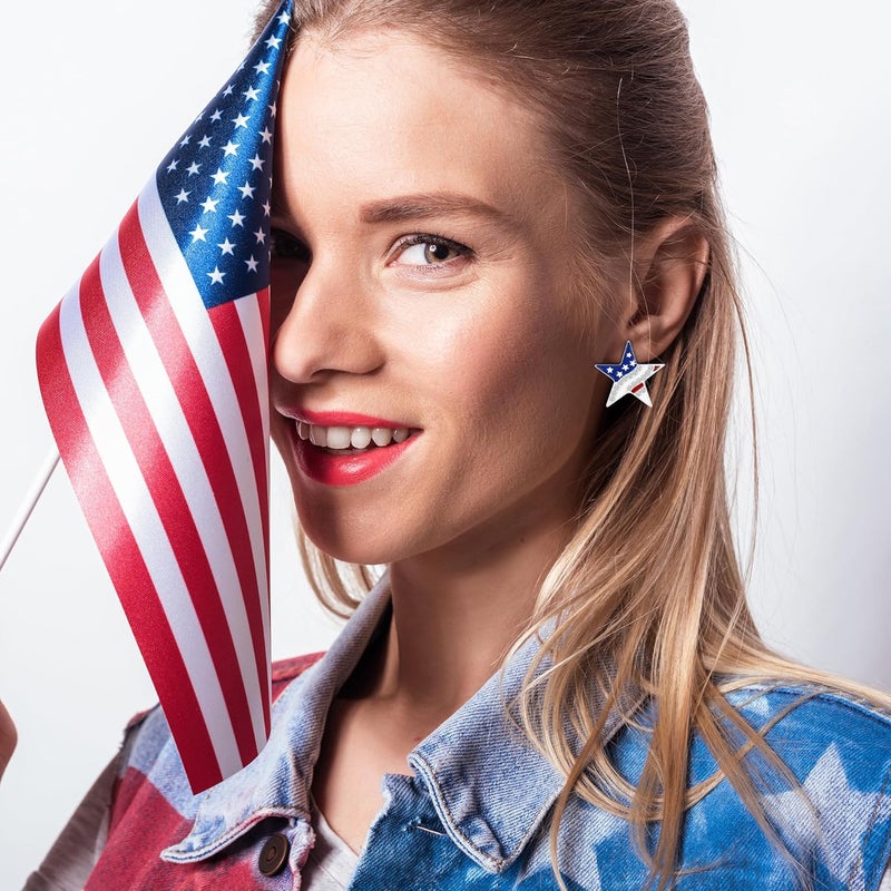 DAYANEY 4th of July Earrings Patriotic Earrings, Red White and Blue Earings for Women and Girls American USA Flag Jewelry as Fourth of July Accessories for Independence Day Outfit Gifts - Image 2